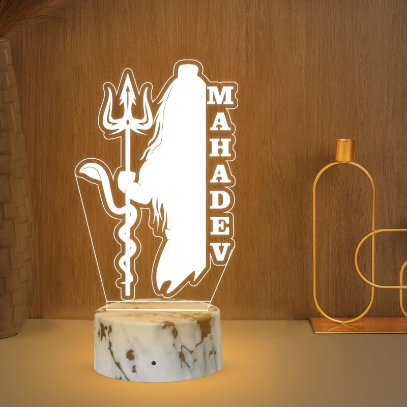 3D Illusion Mahadev text Night lamp with Warm White Led Light Temple, Home, Decor Lamp  Gift for Festival